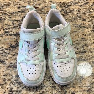 Kids White and Mint Nikes
